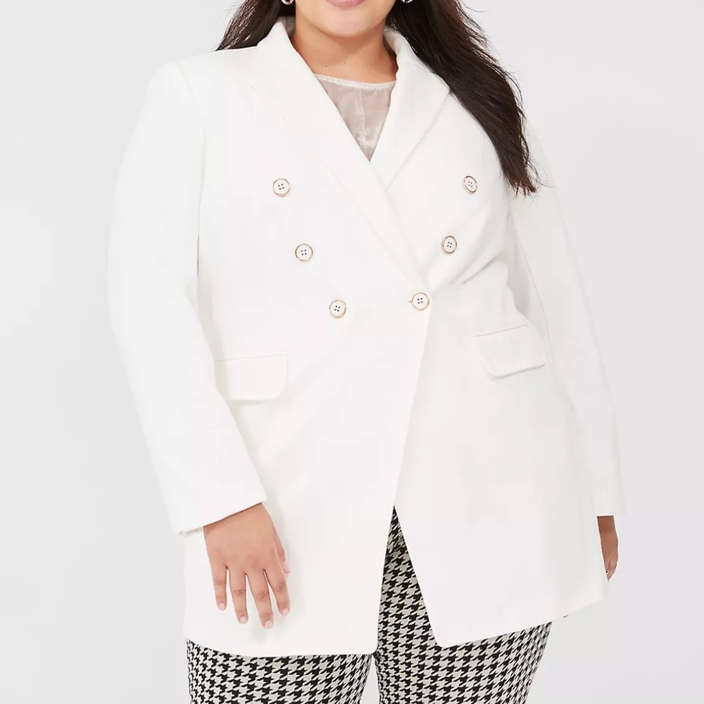 Lane Bryant Ponte Double-Breasted Blazer color marshmallow size 18 item # 24